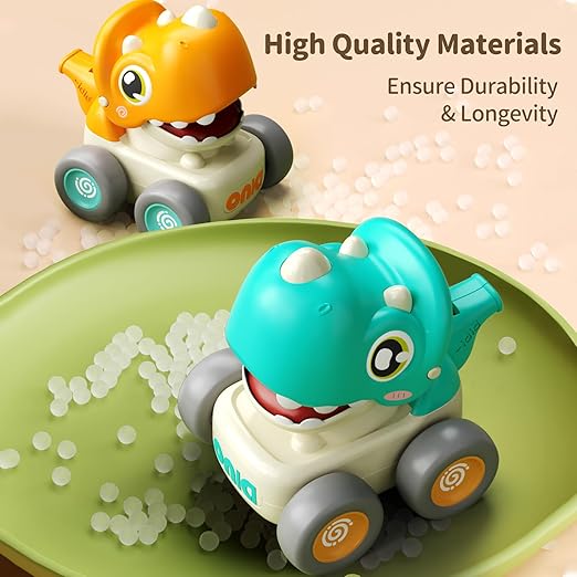 Dinosaur Car Toys for Toddlers 1-3, Press and Go Racing Cars Set, Baby Toys 18 Months, Whistle Vehicles for 1 Year Old Boys Girls
