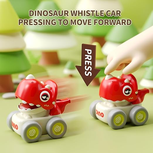 Dinosaur Car Toys for Toddlers 1-3, Press and Go Racing Cars Set, Baby Toys 18 Months, Whistle Vehicles for 1 Year Old Boys Girls